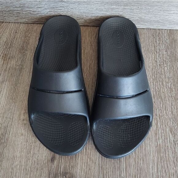 Oofos Men's OOahh Slide Sandal - Black - Size 13 - Picture 3 of 9